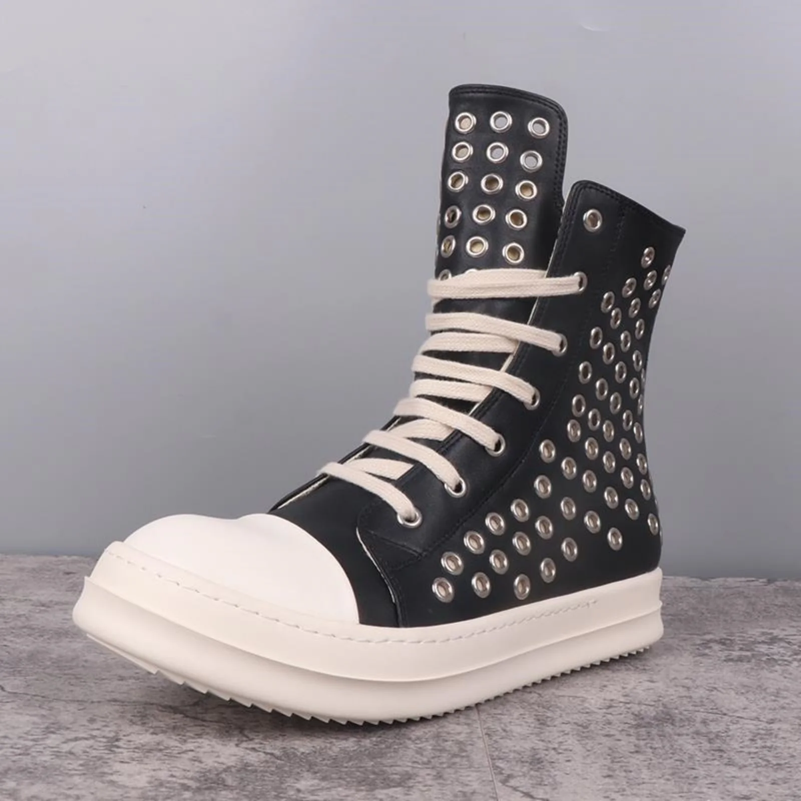 Stivali di alta qualità Uomo e donna Design alla moda casual Punk Goth Stivaletti con cerniera in vera pelle Suole con plateau Scarpe alte alla moda