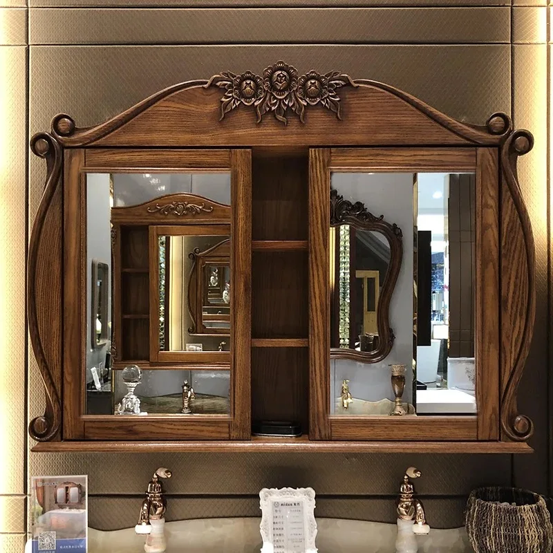 European red oak double basin bathroom cabinet solid wood antique bathroom cabinet bathroom marble washstand hand basin