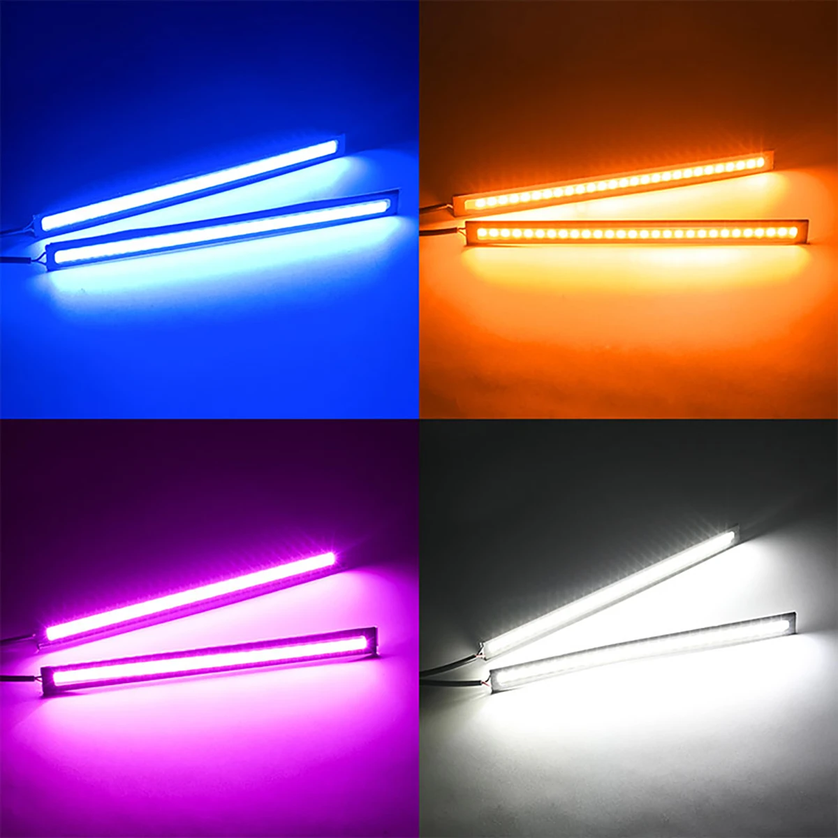 2PCS 17CM Universal 12V DRL LED COB Daytime Running Lights for Car Truck SUV White Blue Pink Car Styling Bar Lamp