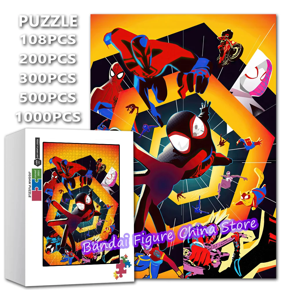 

108/200/300/500/1000 Pieces Puzzles Spiderman Across The Spider-Verse Disney Superhero Jigsaw Puzzles Decompress Toys for Adult