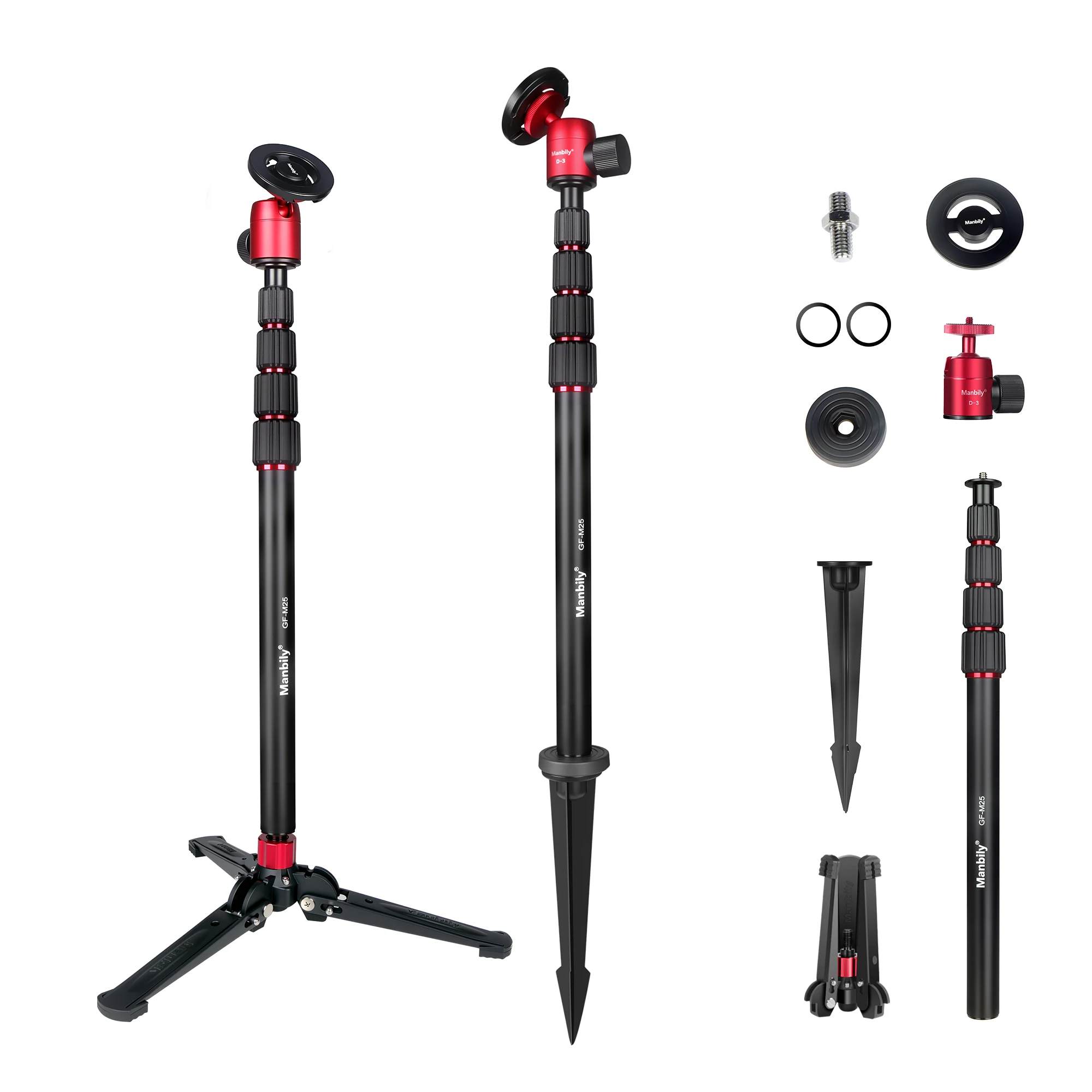 Manbily Aluminum Monopod Extension Golf Tripod Stand Magnetic Phone Holder Outdoor Photography Selfie Stick for Camera Smartphon