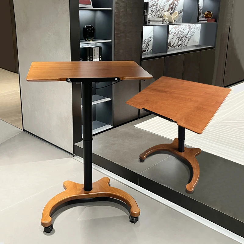 Solid wood foldable lifting computer desk mobile home small apartment learning office sofa table bedside desk