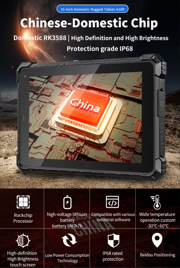 CENAVA A10R 10.1″ 8-core Industrial Tablet 16GB RAM 256GB SSD Android 12 700nit IP68 NFC WIFI6 BT5.0 5550mAh Dual camera Tablet