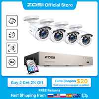 ZOSI 2MP Home Wired Security System H.265+ 8CH DVR 4/8pcs 1080p Night Vision Outdoor Waterproof Video Surveillance Camera Kits