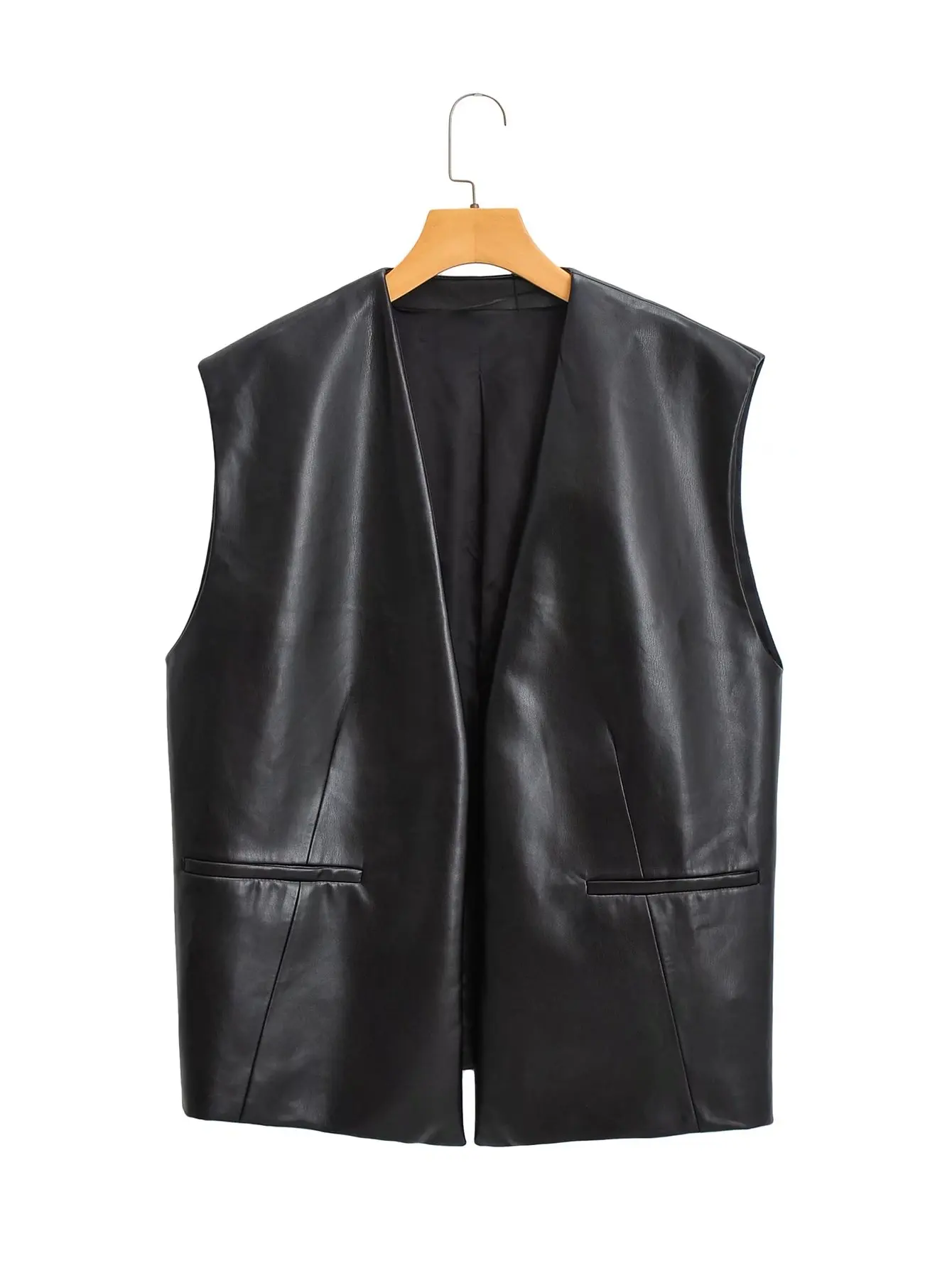 leather vests women fashion Hot PU leather vest winter brand motorcycle vest slim outerwear Waistcoat Jacket in Stock Black