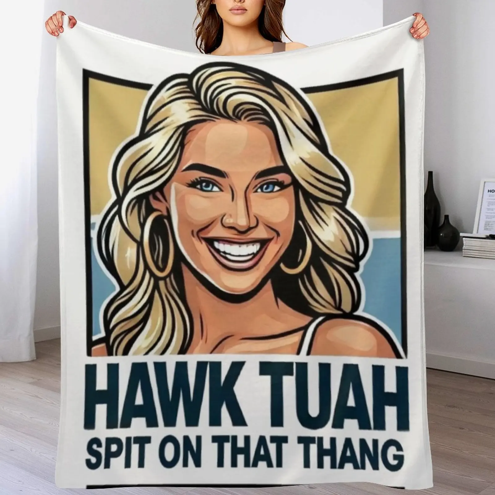 

Hawk Tuah Meme Throw Blanket Sleeping Bag Travel Soft Plush Plaid Soft Beds Blankets