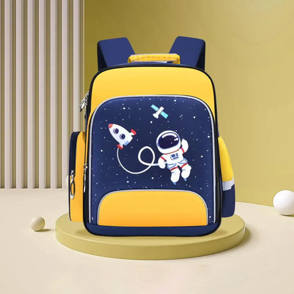 6-12Y Unisex Bookbag  Reflective Tape   Kids Backpack Portable Smooth Zipper Backpack School Bag