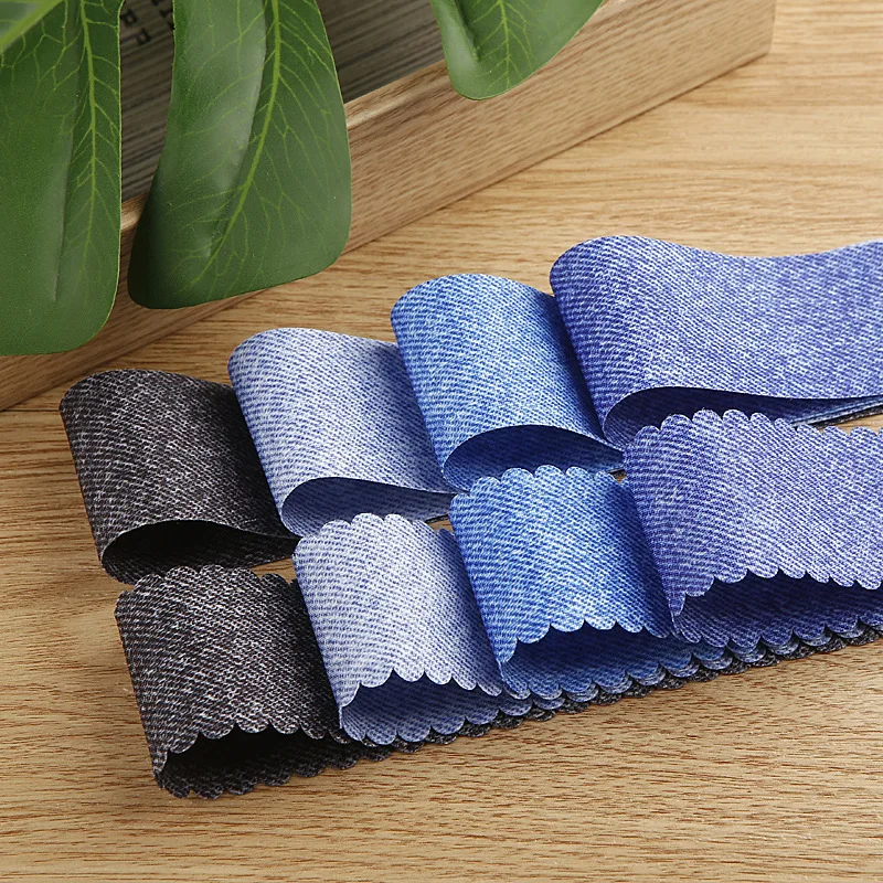 10 Yards Twill Lace Denim Single Colo Ribbon 38MM DIY Handmade Headdress Fabric For Hair Bows Crafts Accessories Material