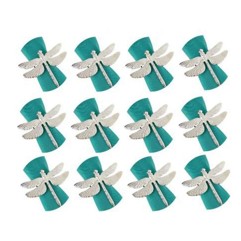 

96 Pcs Dragonfly Napkin Rings, Zinc Alloy Napkin Buckle Silver Napkin Ring For Hotel Wedding Holiday Table Dinner-ABQU