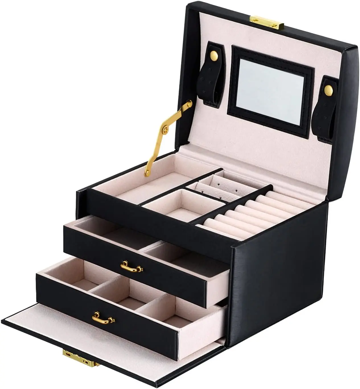 Jewelry Box with Lock and Mirror Lockable Travel Jewelry Organizer Gift for Women