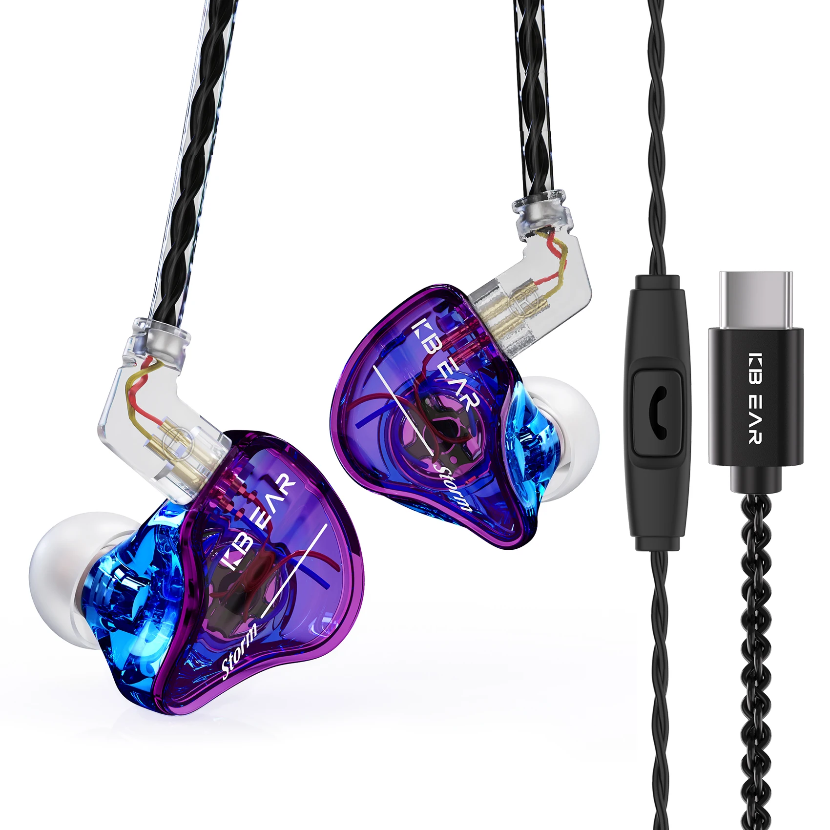 KBEAR Storm HiFi Headphone Single Dynamic Driver In-ear Monitor 2Pin Wired Earphone Jazz Sport Music Headset  Fashion Earbud KS1