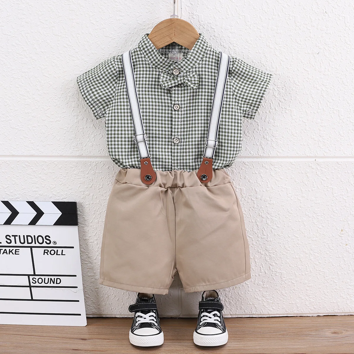 Baby Boy Summer Clothes Korean Plaid Short Sleeve Shirts Overalls Two Piece Tracksuit for Kids Boys Designer Suits Outfits Set