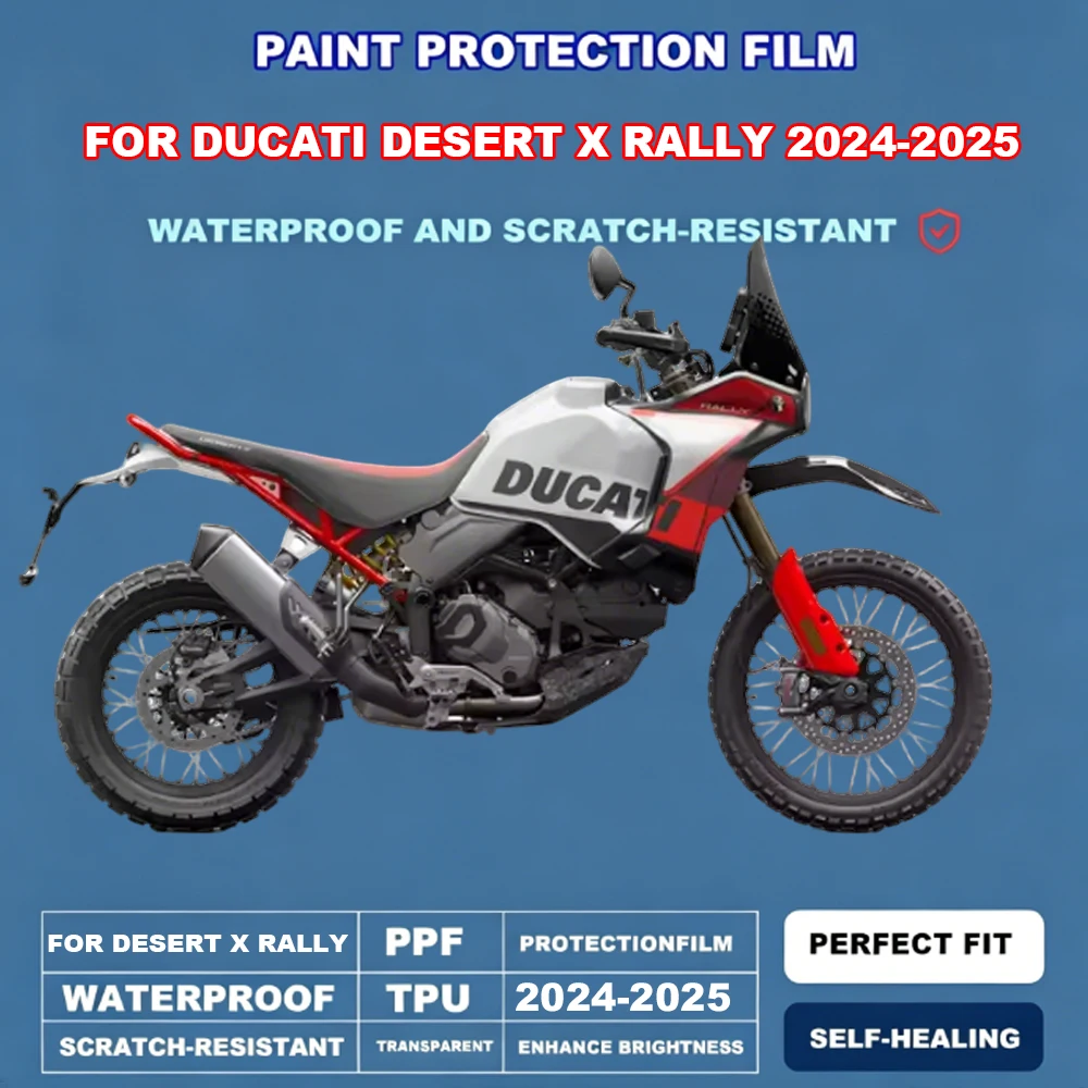 

For Ducati Desert X Rally 2024-2025 PPF Paint Protection Film Anti-Scratch Self-Healing Clear Protective Waterproof Body Wrap