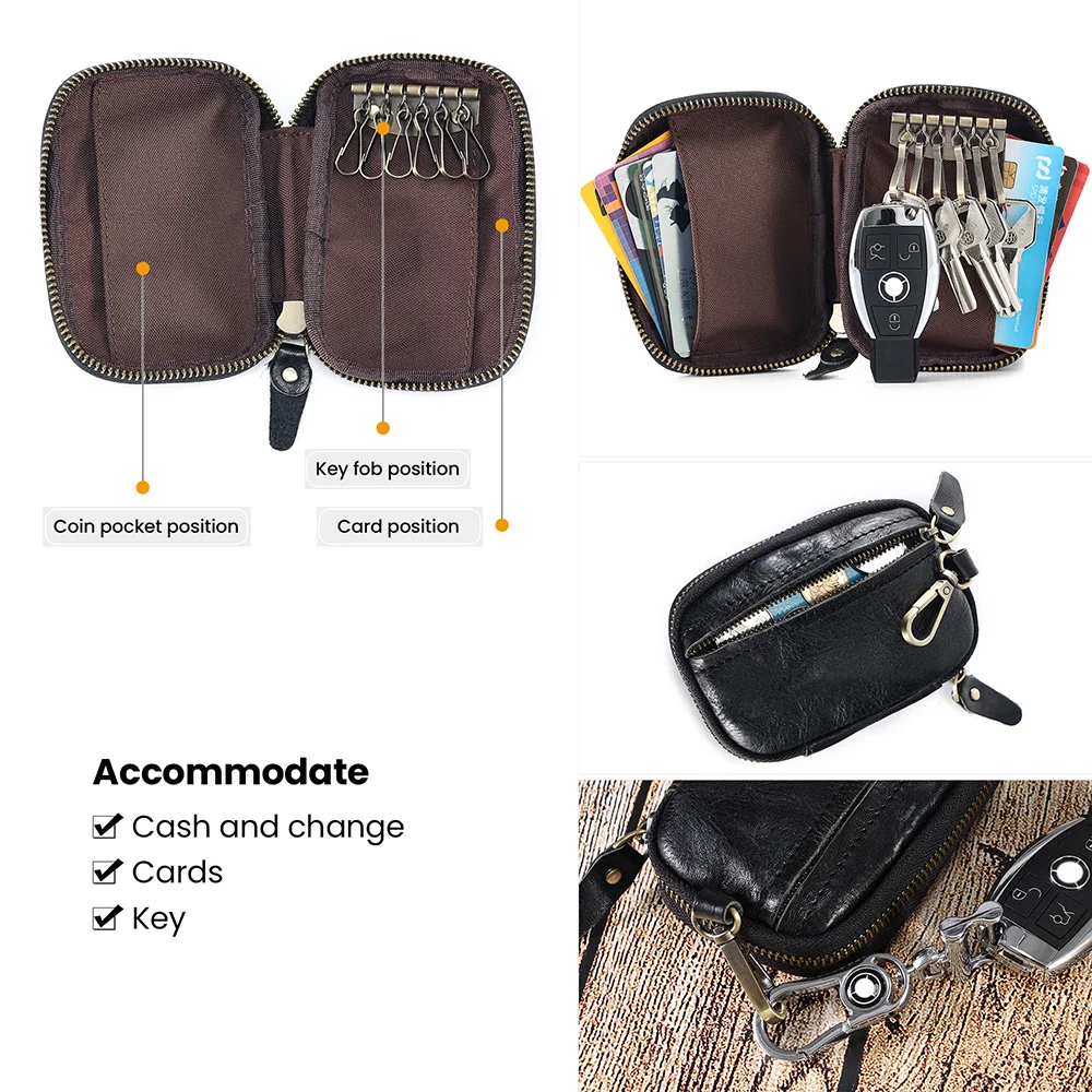 Echtem Leder Schlüssel Brieftasche Mann Haushälterin Schlüssel Organizer Männer Auto Schlüssel Halter Zipper Schlüssel Fall Haushälterin Schlüssel Veranstalter