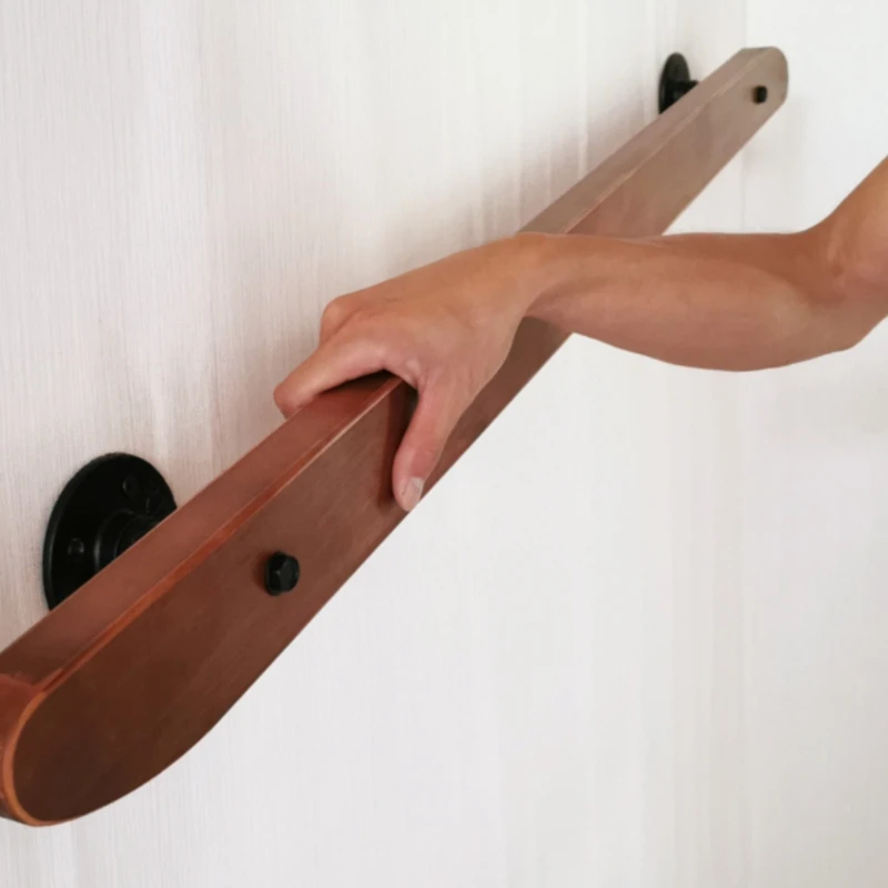 

Stair handrails Solid wood wrought iron indoor wall Wooden railing Household corridor Non-slip handrails