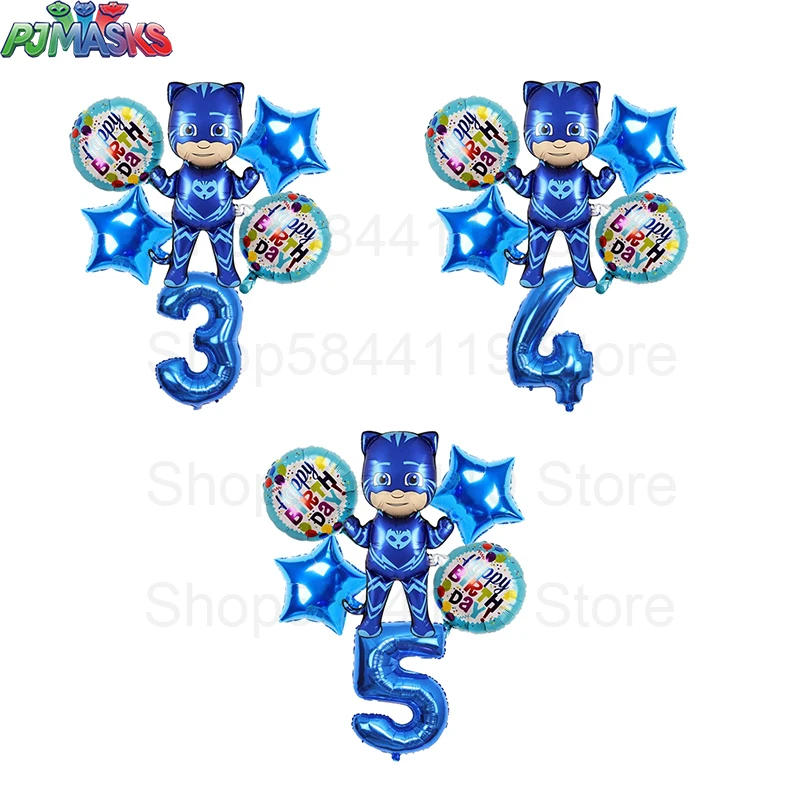 Пижамные маски Catboy 3-8th Happy Birthday Party Supplies Мультяшный воздушный шар Букет Украшения Воздушный шар из фольги