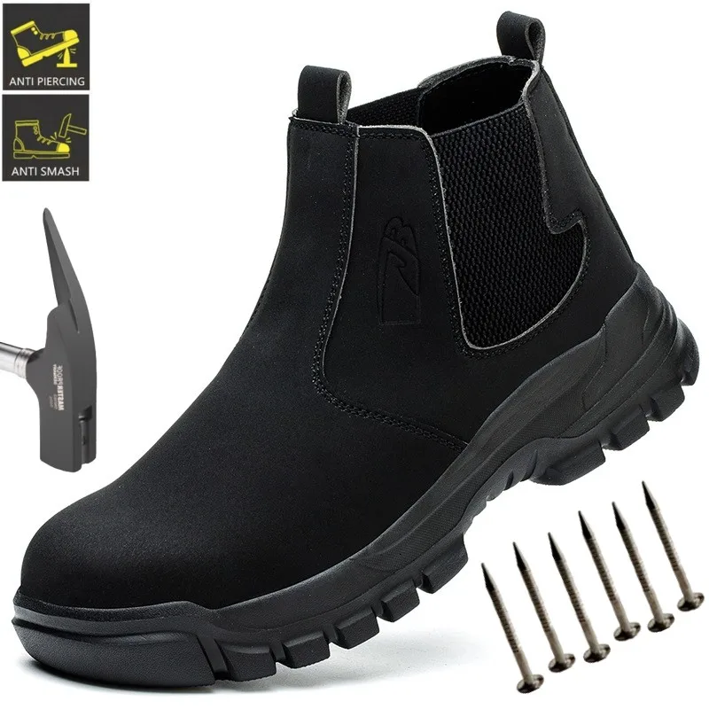 

Неразрушимая защитная обувь, противоударная защитная обувь, устойчивая к проколам подошва со стальным носком, рабочие походные ботинки для мужчин