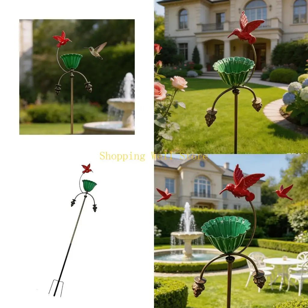 KX4B Bird Bath Feeder Bowl Iron Bird Feeder Freestanding Birdbath for Outdoor Garden Yard Lawn Iron Standing Birdbath