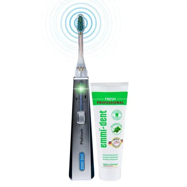 Toothbrush Set - Carbon. 100% Ultrasound Technology removes Harmful Plaque Without Abrasive Brushing. Ideal for Sensiti