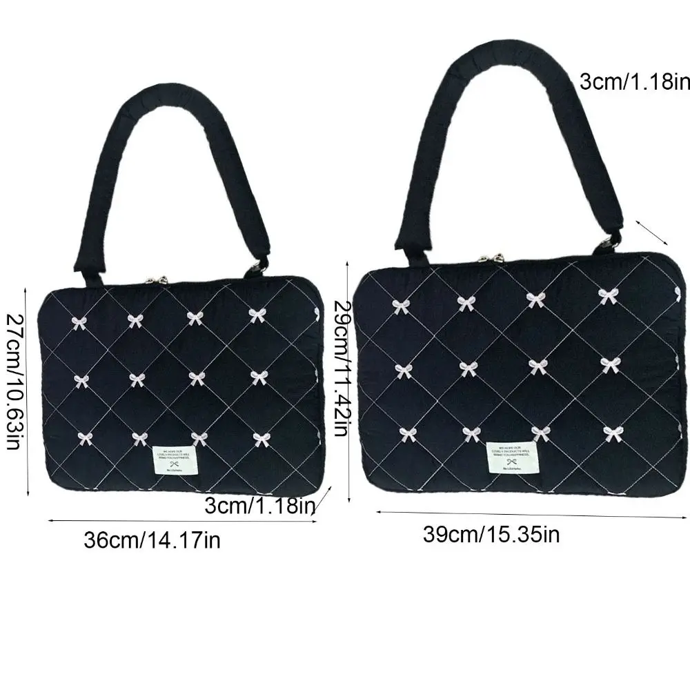 Embroidered Bow Business Briefcases File Folder Handbag Laptop Sleeve Case Bag Large Capacity Shoulder Bag Laptop Bag