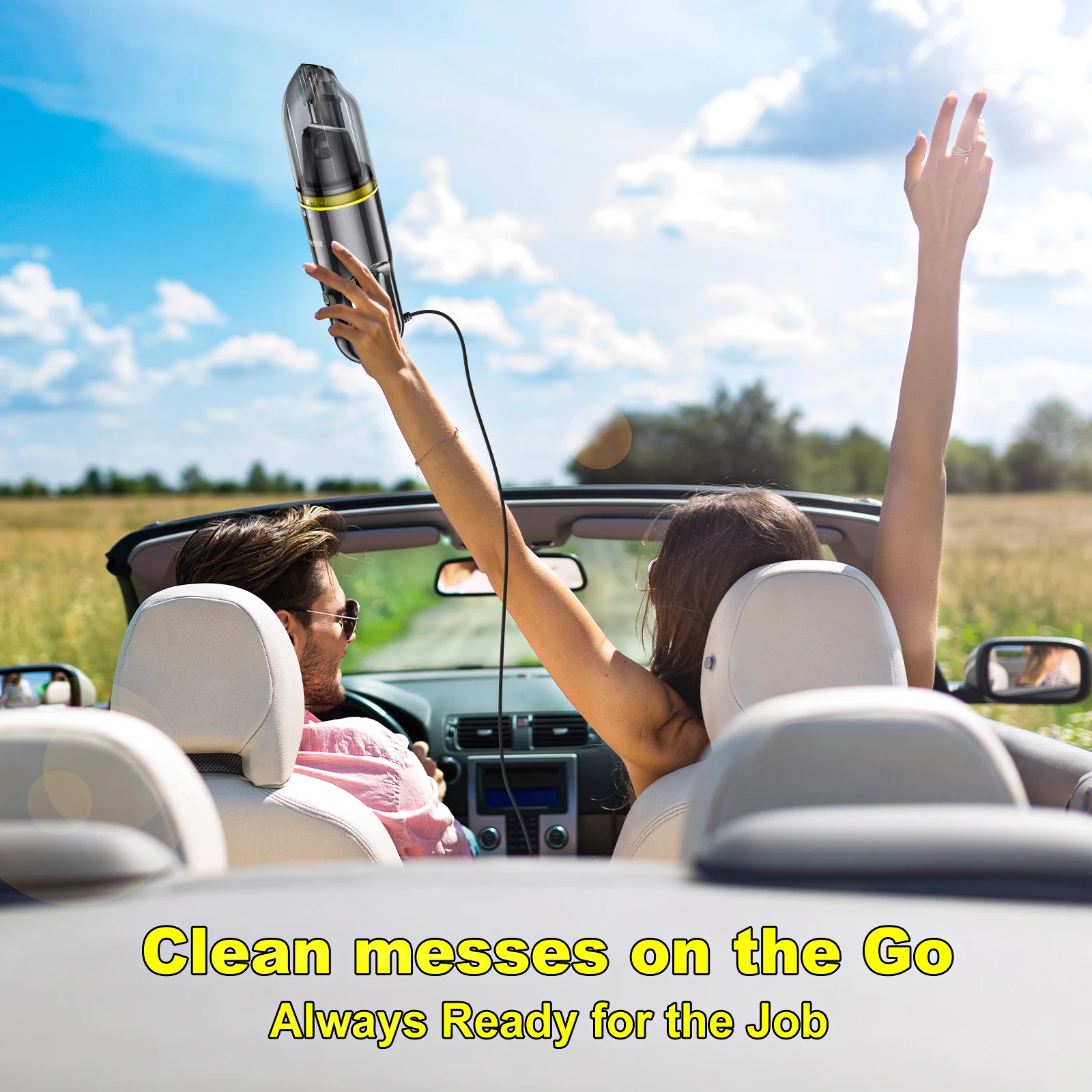 Портативный автомобильный пылесос с мощным всасыванием 8 кПа, шнур 16,4 фута, мощность 12 В постоянного тока для автомобиля, багажника, лодки, внутренние автомобильные аксессуары