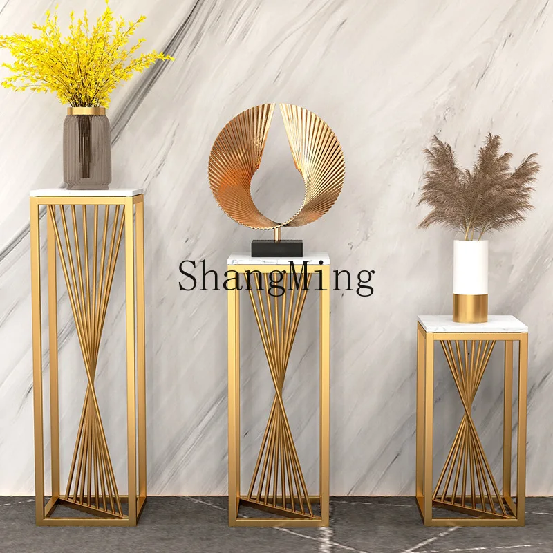 

HJ living room decorative high flower stand floor-to-ceiling simple modern light luxury vase stand wrought iron storage