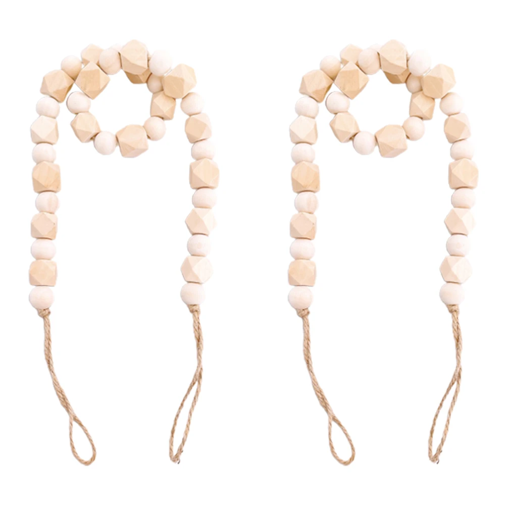 

Wooden Bead Curtain Tieback White Khaki Simple Style Sturdy Flexible Bedroom Decoration Curtains Accessories Household Decor