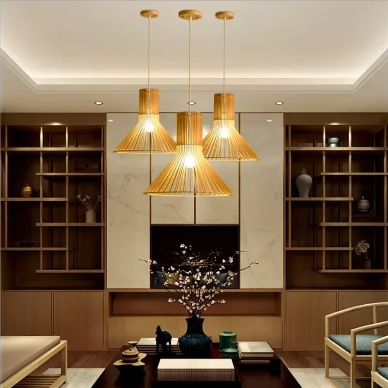 

Nordic Minimalist Creative Wooden Chinese Restaurant Living Room Bedroom Tea Room Interior Decoration Chandelier