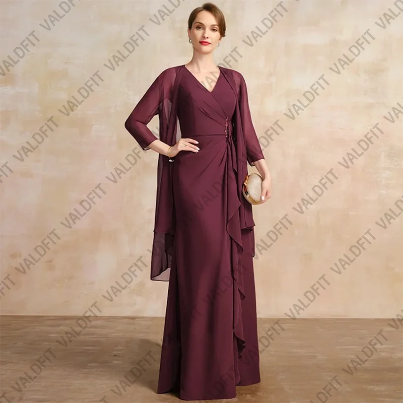 Customized Long Burgundy Mother of the Bride Dresses with Jacket Evening Gowns vestidos para madre de novia 2024