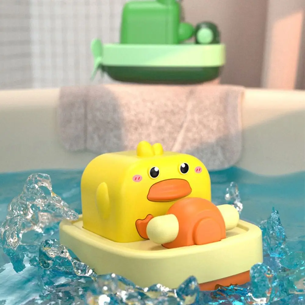 Funny Yellow Duck Frog Water Fun Bathroom Play Play Water Yacht Toy Baby Wind Up Toy Clockwork Swimming Toy Kids Bathing Toy