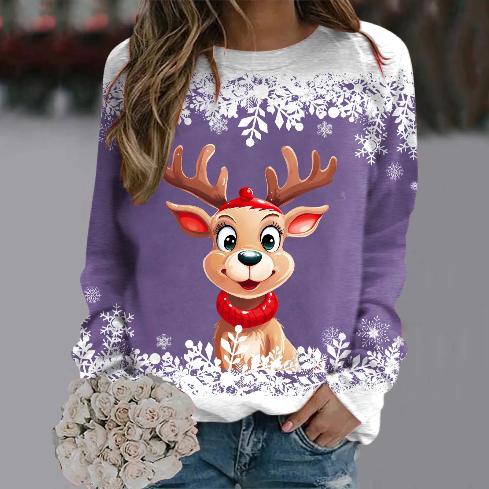 

Sweatshirts Women Pullover Sweaters For Women Christmas Teen Girls Long Sleeve Crewneck Sweatshirt Cute Reindeer Junior Outfit