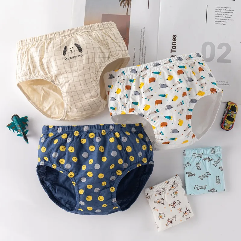 Kids Cotton Triangle Underwear Dinosaur Pattern Boys Briefs Set of 5/10 High-Quality Breathable Soft Children's Underpants