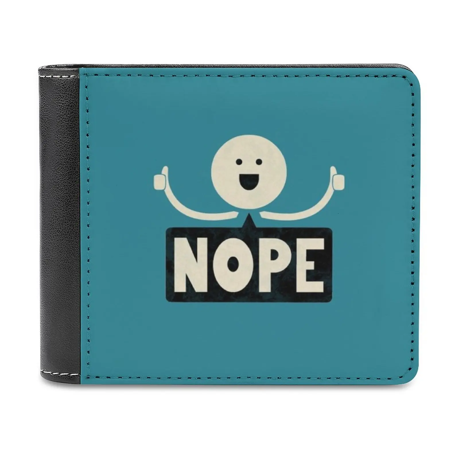 

Nope Leather Wallet Men Classic Black Purse Credit Card Holder Fashion Men's Wallet No Funny Motivation Thumbs Up Nope Cute