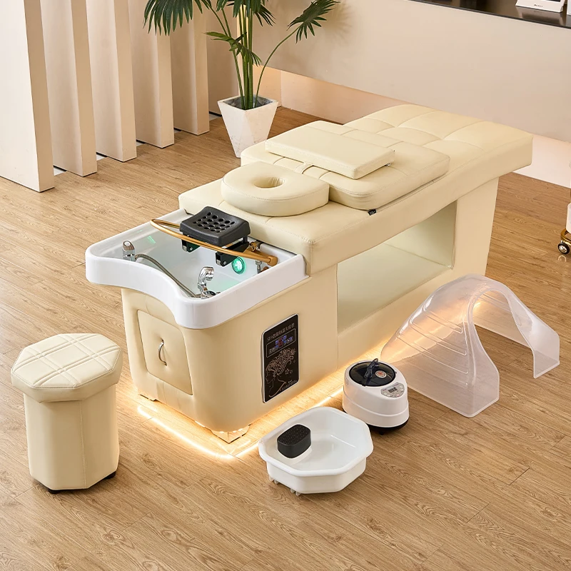 

Hair Salon Shower Shampoo Chairs PU Leather Modern Lounge Artifact Shampoo Chairs Stool Barber Salon Furniture Stoelen Lsxtc
