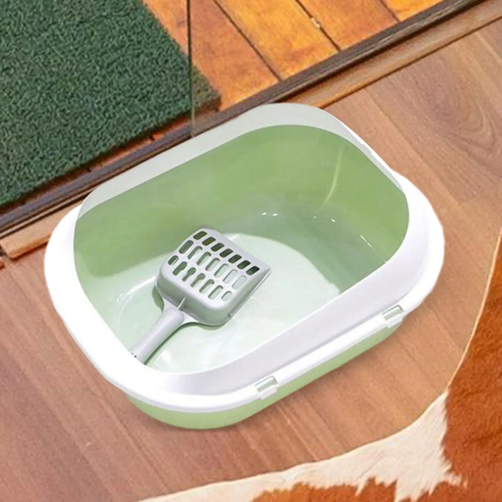 Open Top Pet Litter Box Large Space Cats Litter Container Pet Bedpan Tray Easy to Clean for Small Big Cat Kitten Toilet Sand Box