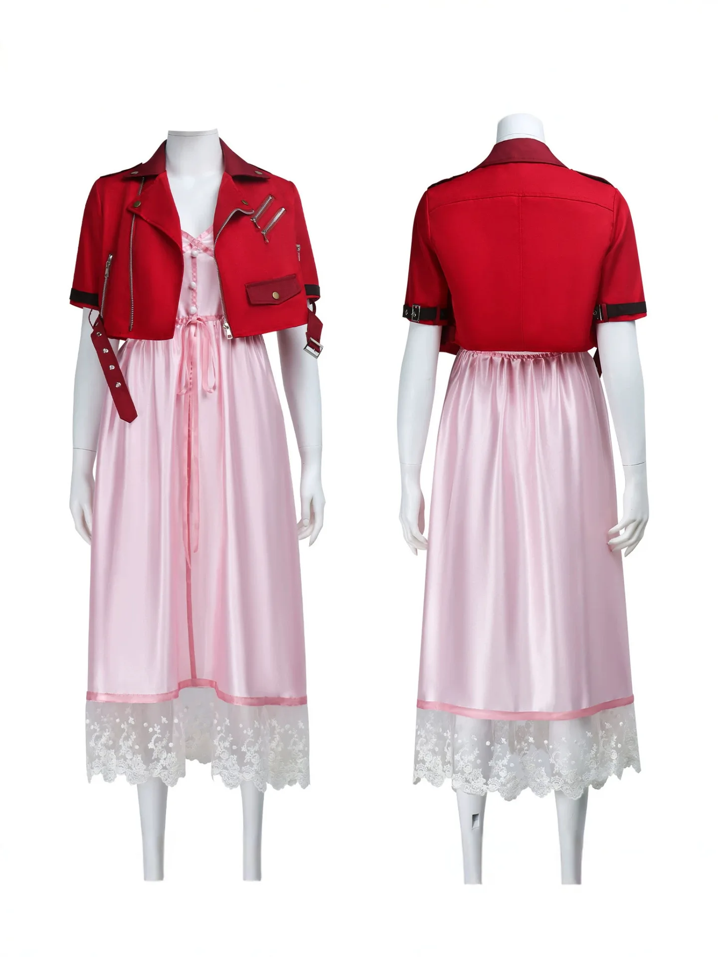 Final Fantasy cosplay costume Aerith cosplay game live-action role play Alice pink dress set