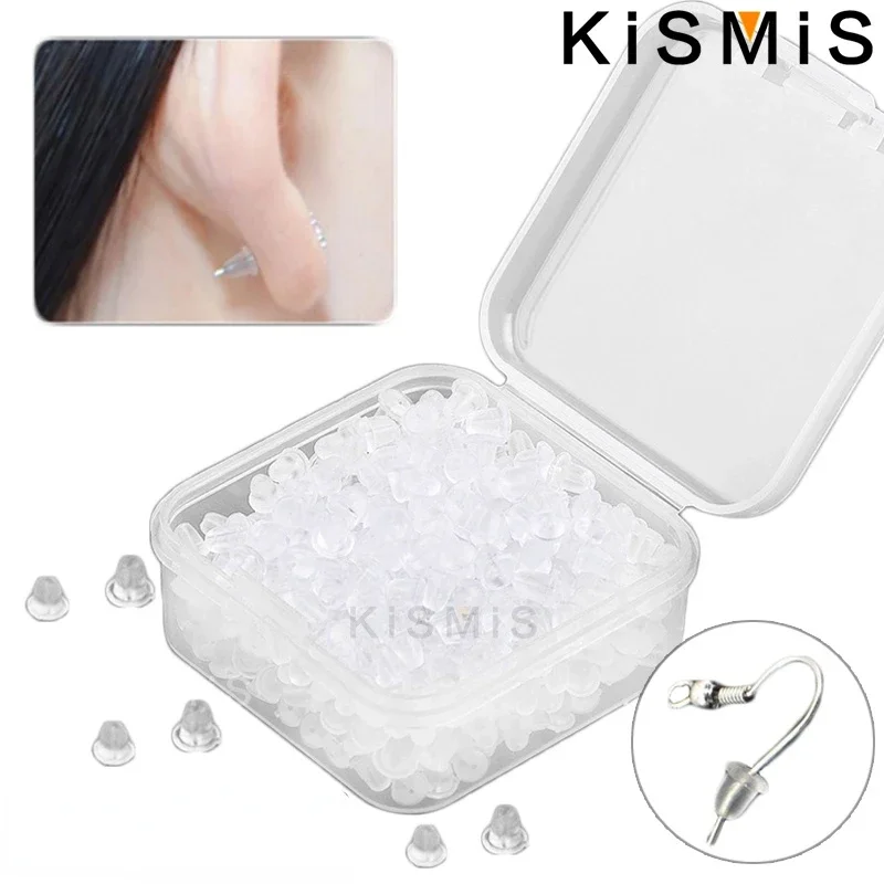 

KISMIS 500Pcs Rubber Earring Back Silicone Ear Plug Blocked Caps Earrings Back Stoppers For DIY Jewelry Findings Making Gift