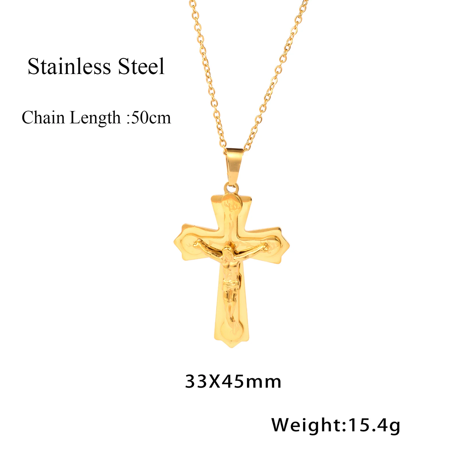 ﻿ Religion Jesus Crucifix Cross Stainless Steel Saint St St. Benedict Crucifix Cross Pendant Necklaces For Men Christmas Gift