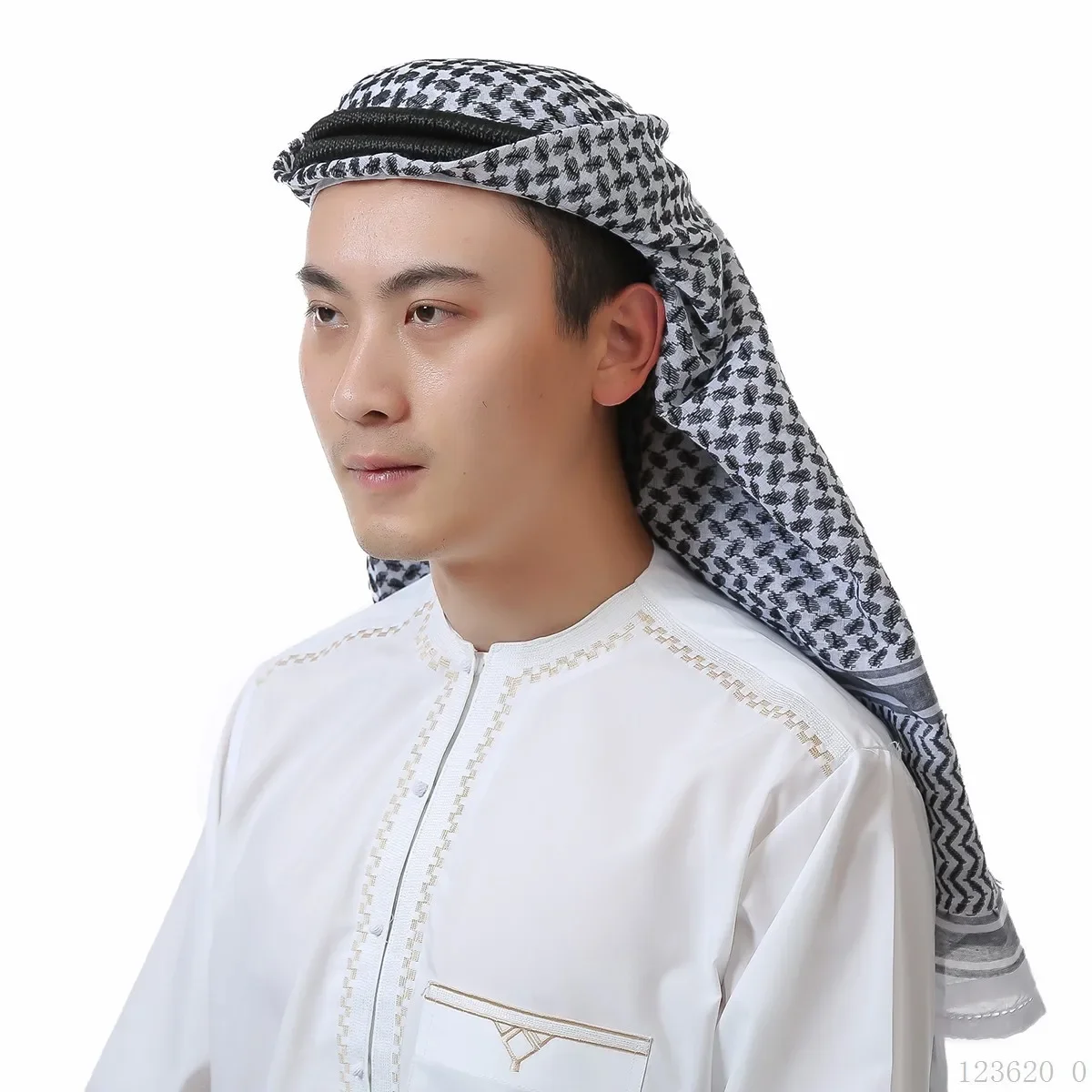 3 adet müslüman erkekler setleri Abaya Robe + türban kafa O boyun beyaz islam suudi arap namaz ramazan giyim Dubai Kaftan elbise