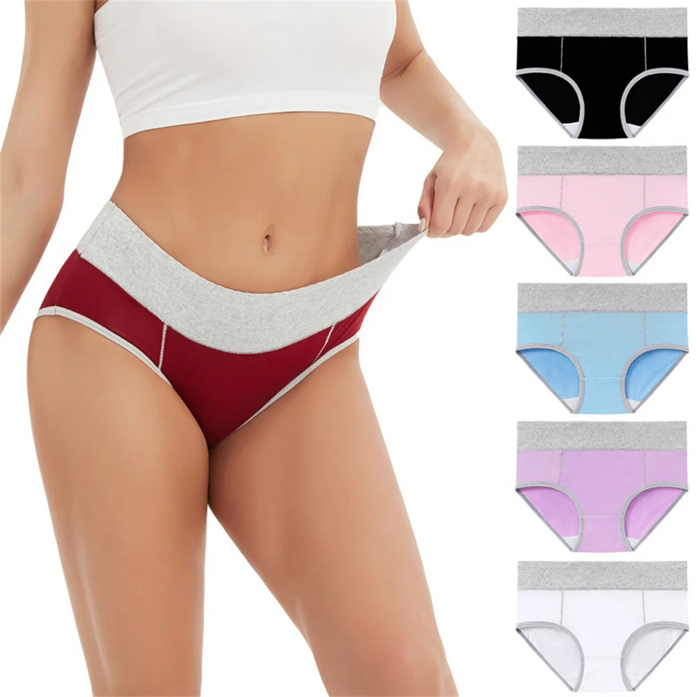 Women's Panties High Waist 1Pcs 12 Color XL XXL 3XL 4XL 5XL Plus Size Female Underwear Black Wine White Yellow Blue Brief Ladies