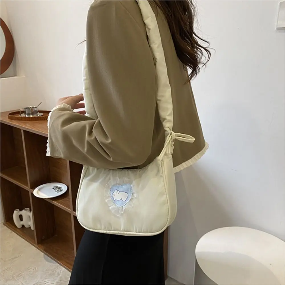 Fashion Women Shoulder Bags Nylon Sling Bag Female Cute Lace Crossbody Clutch Handbags Messenger Handbags Korean Love Rabbit Bag