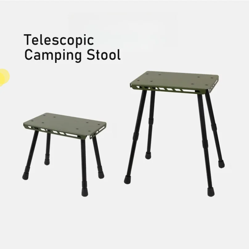 Metal Camping Folding Telescopic Stool Multi-use Tactical Mini Desk Chair Adjustable Outdoor Gear Portable Support Stand