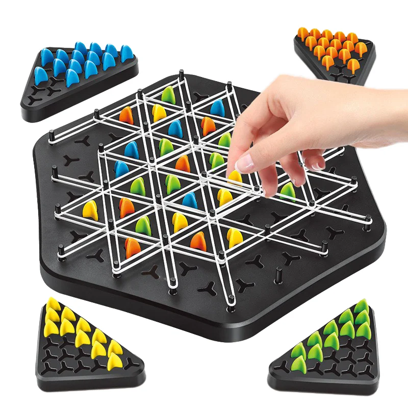 Jouet de puzzle de bureau triangulaire avec élastique, échecs de lien, famille multijoueur pour enfants, entraînement coule parent-enfant, pensée logique