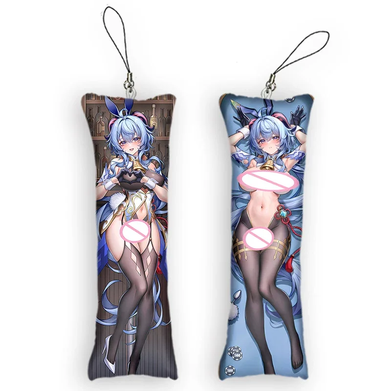 

New Fashion Genshin Impact Ganyu Theme Character Cosplay Mini Dakimakura Keychain Anime Double-Sided Print Small Pillow Pendant