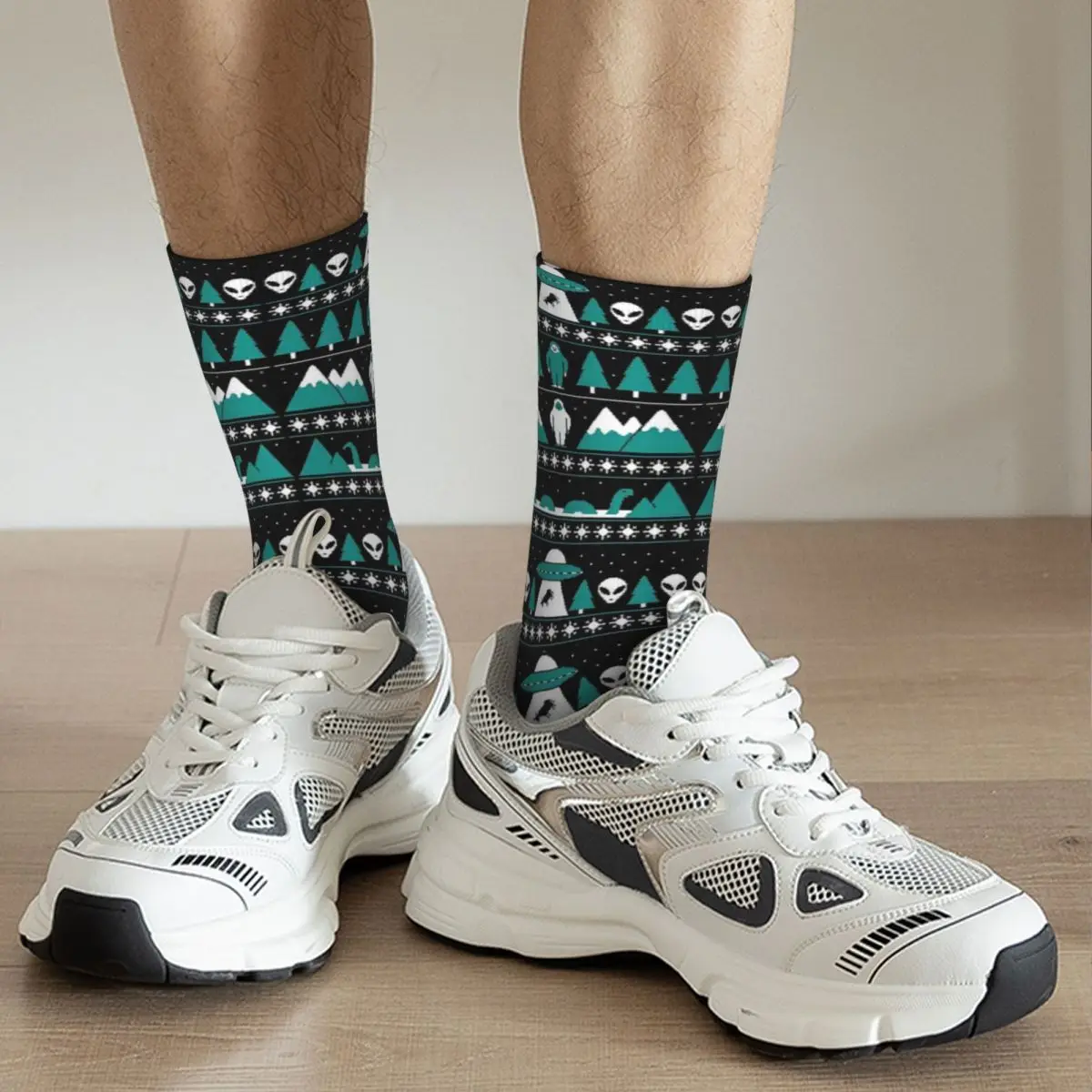 Paranormal Christmas Sweater Socks Harajuku Sweat Absorbing Stockings All Season Long Socks Accessories for Unisex Gifts image 6