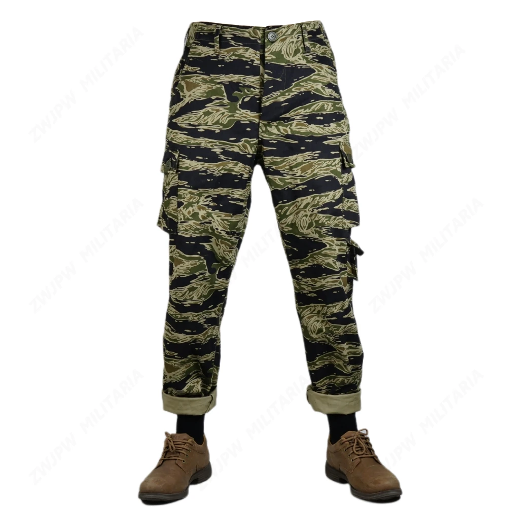 Outdoor Tactical Twill Tiger Spot Work Pants for Men, Pure Cotton, New