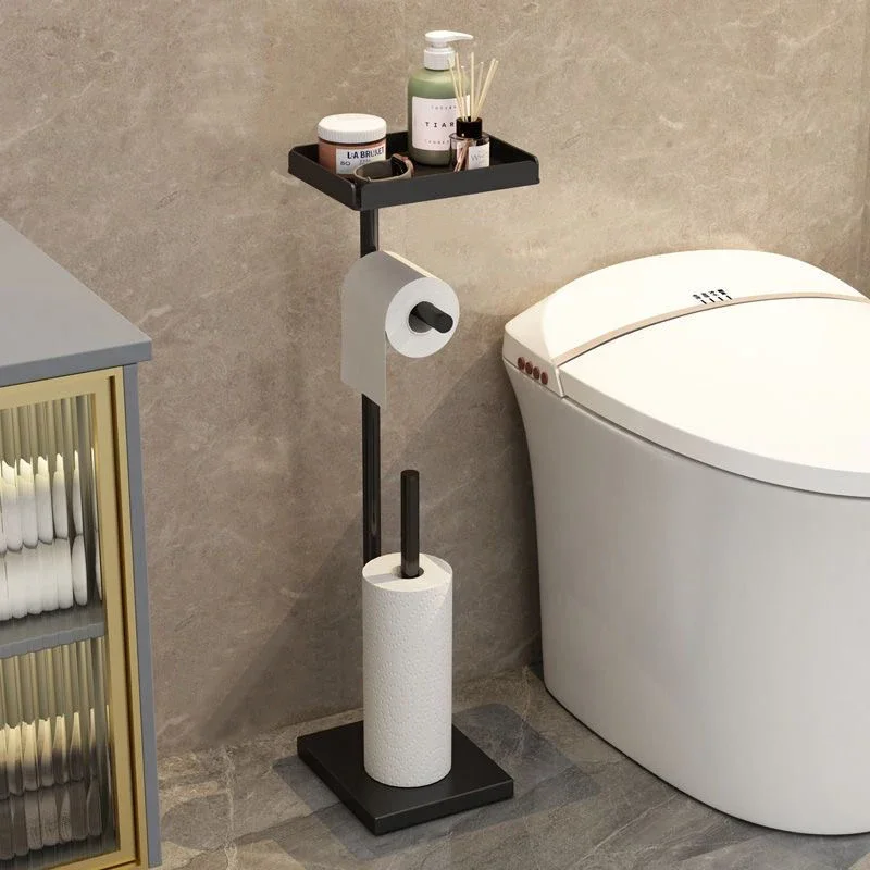 

Toilet Paper Holder Rack Free Standing with Storage Roll Paper Holder Floor Stand Tissue Toilet Paper Holder Brushed Bathroom