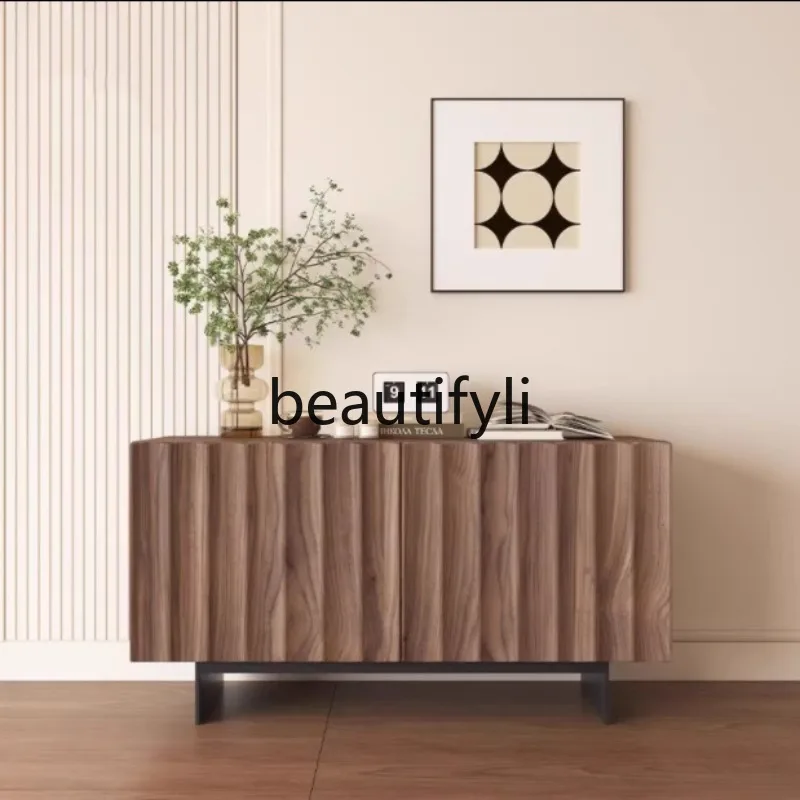 

Nordic Solid Wood Ripple Sideboard Storage Wine Cabinet Entryway Console Cabinet Storage Display Cabinet