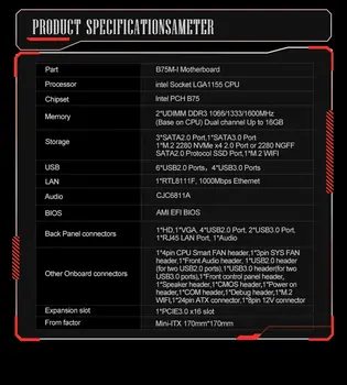 Základní deska JINGSHA mini itx B75 LGA 1155 s procesorem Intel i5 3570 a 2x8GB RAM, sada základní desky itx pro kutily, PC, počítač, combo 10 nejlepší prodej Základní deska 1155 ITX - №5