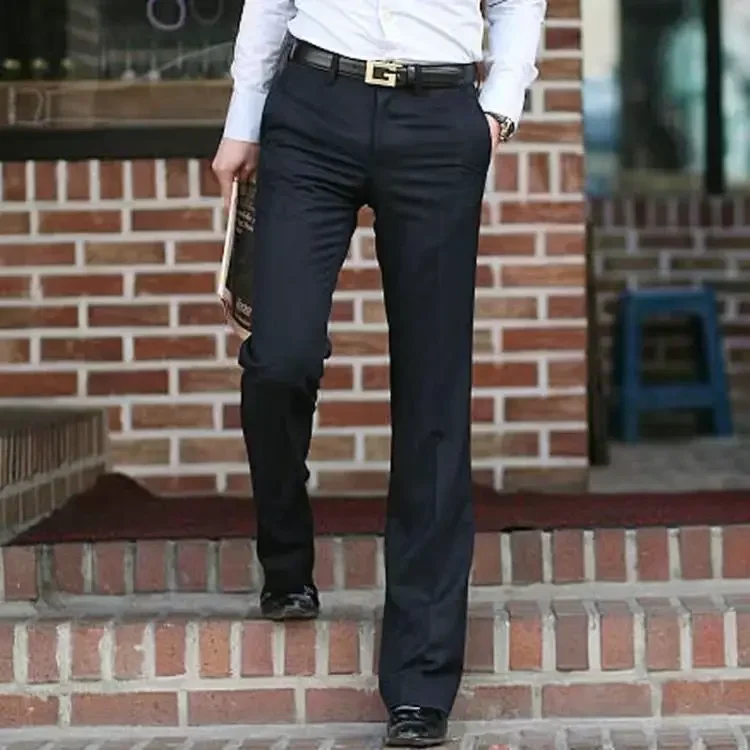 2024 New Spring Autumn Fashion Man Classic All-match Long Suit Trousers Male Solid Color Men Casual Business Flare Pants S50